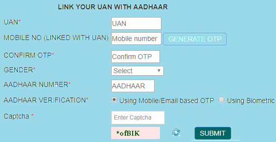 Link Aadhaar Number with UAN in iwu.epfindia.gov.in