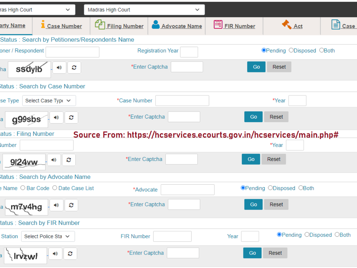 high court case search by case number